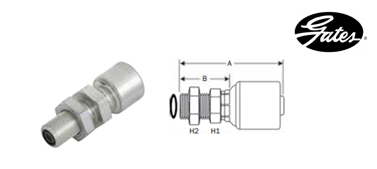 Embout male ORFS de cloison GATES MEGASYS MEGACRIMP
