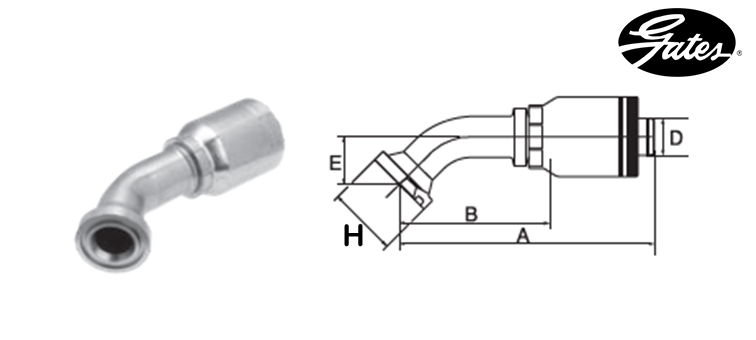 Embout bride SAE 6000 45° GATES GLOBAL SPIRAL MAXIMUM