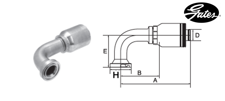 Embout bride SAE 6000 90° GATES GLOBAL SPIRAL MAXIMUM