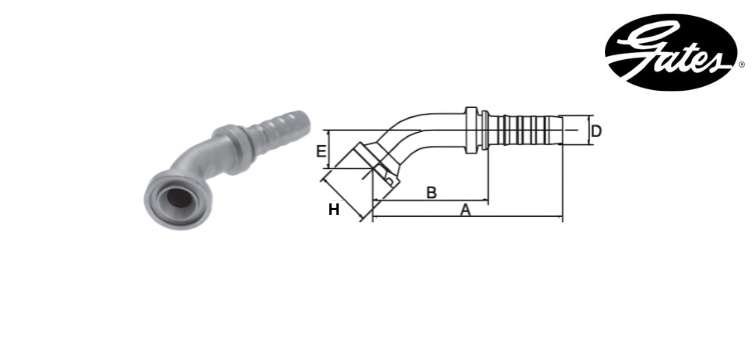 Embout bride SAE 3000 à 45° GATES GLOBAL SPIRAL PLUS