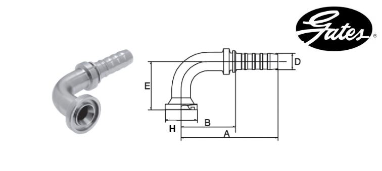 Embout bride SAE 3000 à 90° GATES GLOBAL SPIRAL PLUS