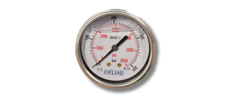 Manomètre dorsal diamètre 63mm boitier inox avec glycérine