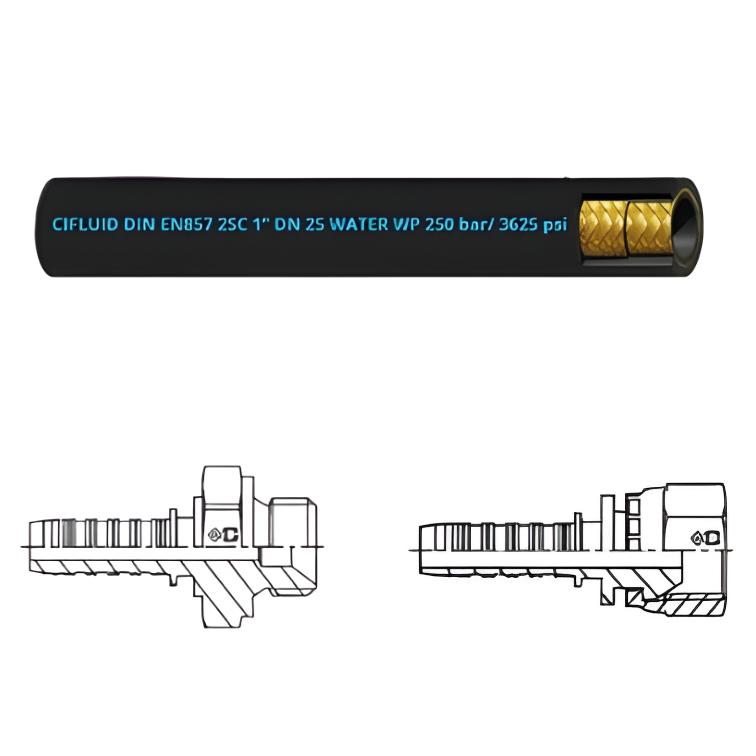Tuyau de curage DN25 - 250 bars (water) équipé