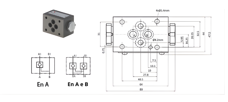 Valve anti-retour pilotée CETOP3 (NG6)