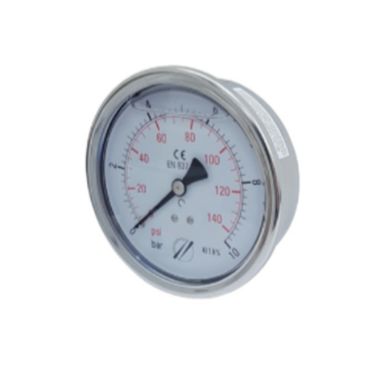 Manomètre dorsal diamètre 100mm boitier inox avec glycérine
