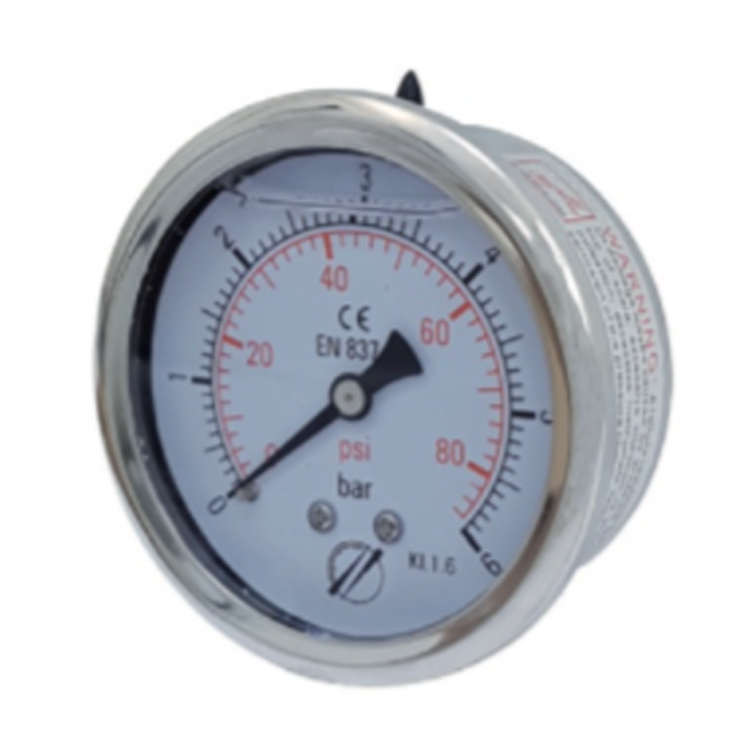Manomètre dorsal diamètre 63mm boitier inox avec glycérine