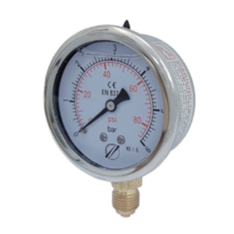 Manomètre vertical diamètre 63mm boitier inox avec glycérine