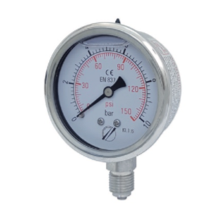 Manomètre vertical diamètre 63mm tout inox avec glycérine