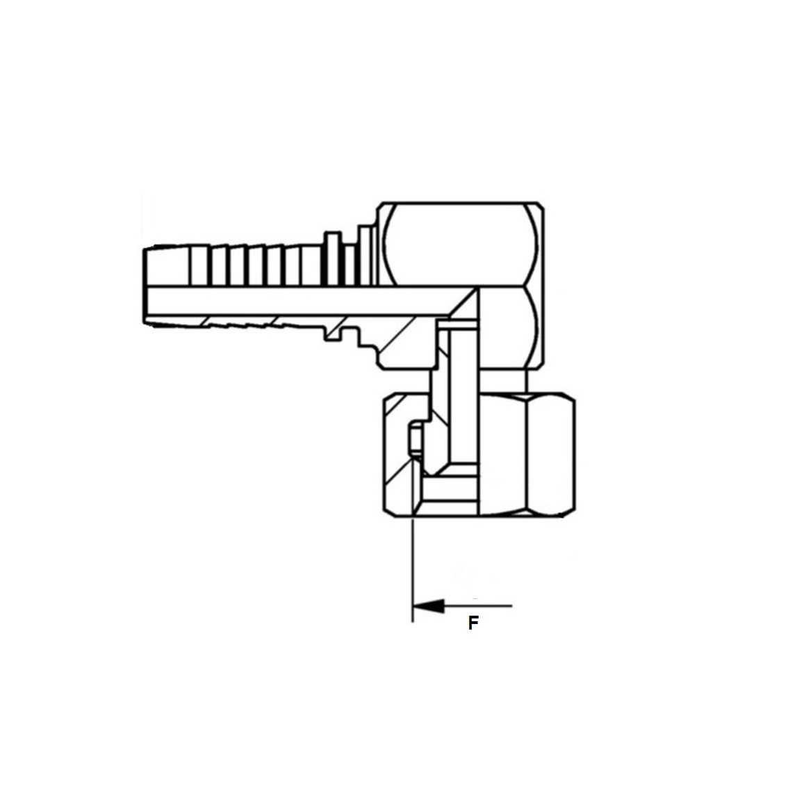 Embout à sertir compact 90° femelle jic - écrou serti inox