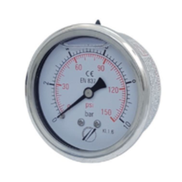 Manomètre dorsal diamètre 63mm tout inox avec glycérine