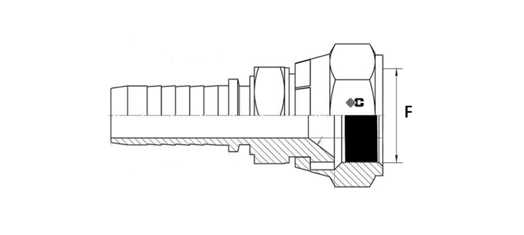 Embout à sertir femelle JIC 37º double hexagone inox