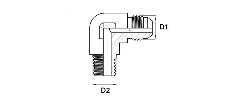 Coude 90° mâle JIC 37º - mâle BSPT inox