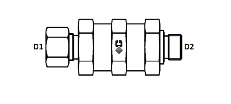 Clapet anti retour male série L et S x GAZ cylindrique INOX
