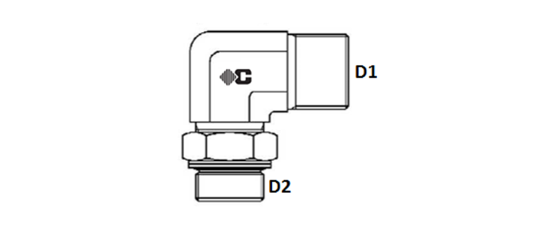 Coude male GAZ cylindrique 90° série L et S INOX