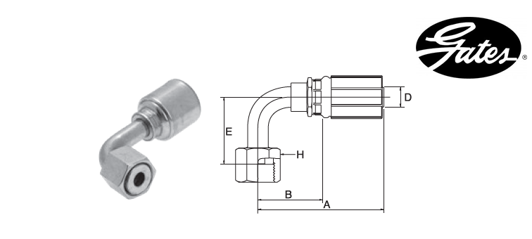 Embout femelle ORFS à 90° GATES MEGASYS MEGACRIMP