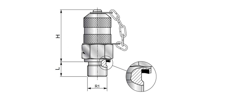 Prise de pression 16x200 implantation GAZ CYLINDRIQUE INOX
