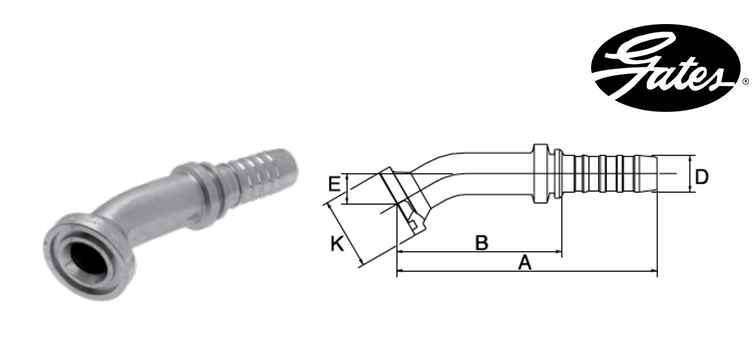 Embout bride SAE 6000 à 30° GATES GLOBAL SPIRAL