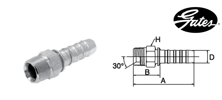 Embout male NPT (BRIGGS) GATES GLOBAL SPIRAL