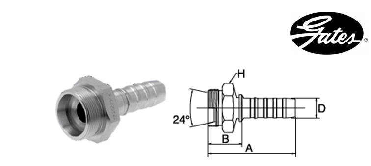 Embout male série gaz française GATES GLOBAL SPIRAL