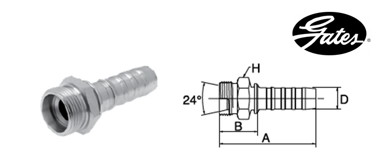 Embout male DIN L Gates GLOBAL SPIRAL