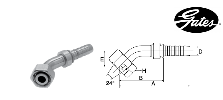 Embout femelle DIN L à 45° GATES GLOBAL SPIRAL