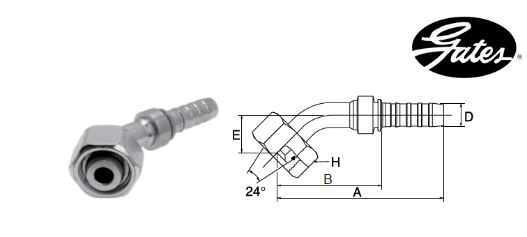 Embout femelle DIN S à 45° GATES GLOBAL SPIRAL