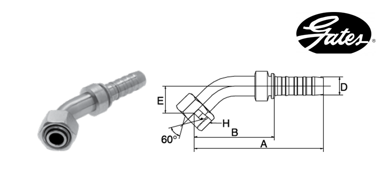 Embout femelle BSP à 45° GATES GLOBAL SPIRAL